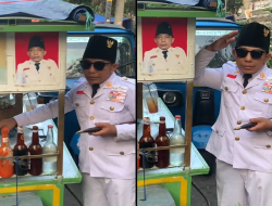 Tukang Bakso Keren Berpenampilan Soekarno yang Menghibur Warga