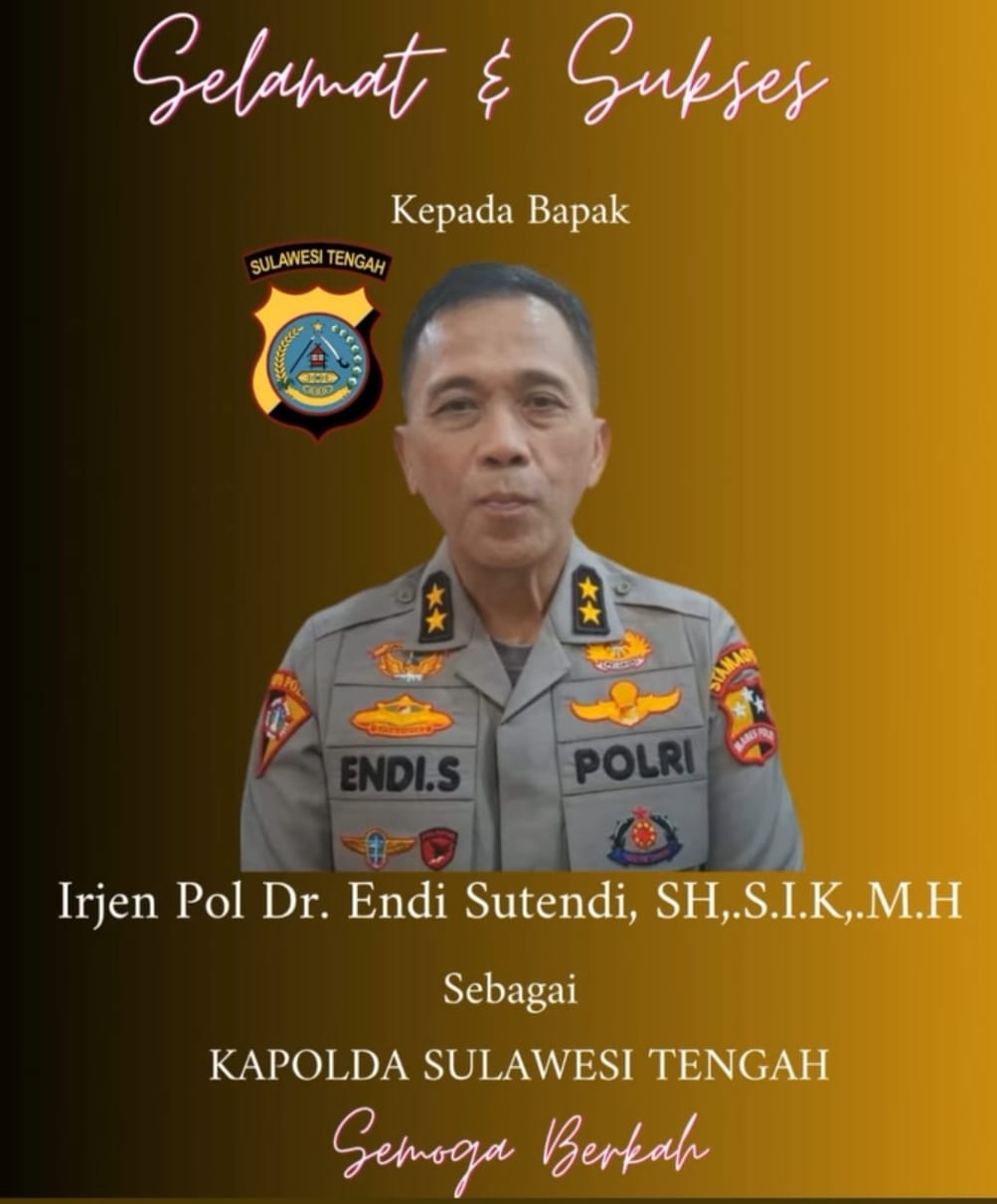 Irjen Pol Endi Sutendi Resmi Jabat Kapolda Sulawesi Tengah