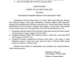 PENGUMUMAN RESMI: Pemprov Sulbar Instruksikan Pengibaran Bendera Setengah Tiang Sebagai Tanda Berkabung