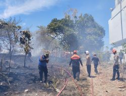 Polsek Bacukiki Bersama Brimob Bantu Tangani Kebakaran Pertashop dan Kebun Jagung di Bumi Harapan