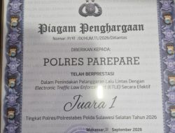 Prestasi Gemilang, Sat Lantas Polres Parepare Sabet Peringkat Pertama Validasi ETLE Handheld Tertinggi di Jajaran Ditlantas Polda Sulsel